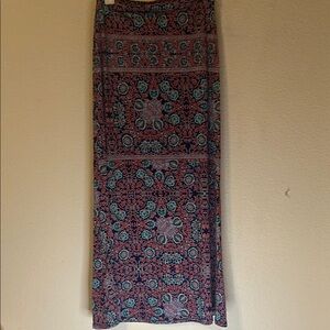 Lily white‎ Blue and Red Maxi Skirt with Flowing Design